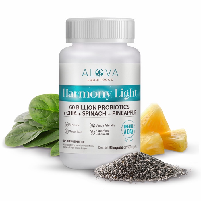 Harmony Light — Cápsulas de probióticos 60 billones + superfoods