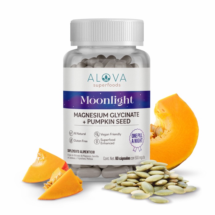 Moonlight — Cápsulas de glicinato de magnesio + superfoods